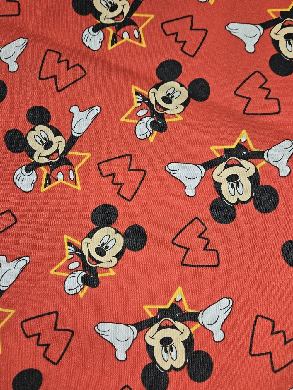 Disney Mickey Mouse Fabric 1 Yard x 44" Red Stars Licensed 2015 Cotton